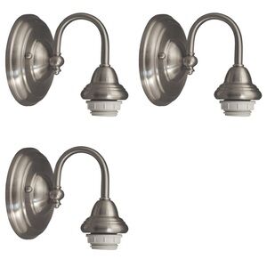 NEW Style Selections 5.35” brushed nickel traditional vanity light bundle of 3